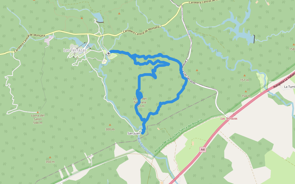 Sendero del Taburete walking route map in Las Terrazas