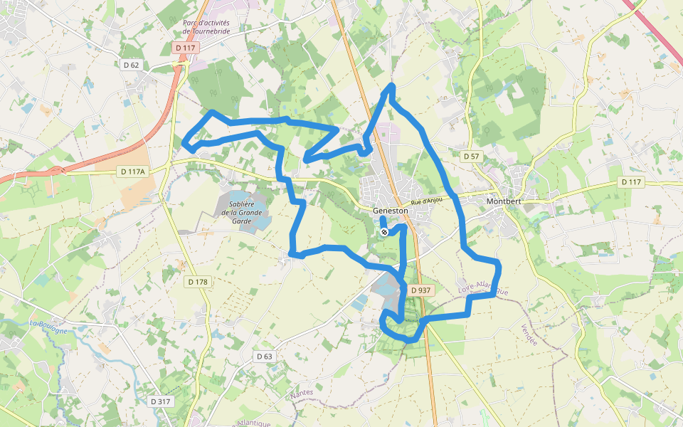 Circuit des Genêts walking route map in Geneston