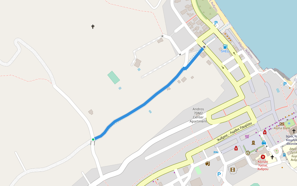 Andros Routes 1a walking route map in Andros