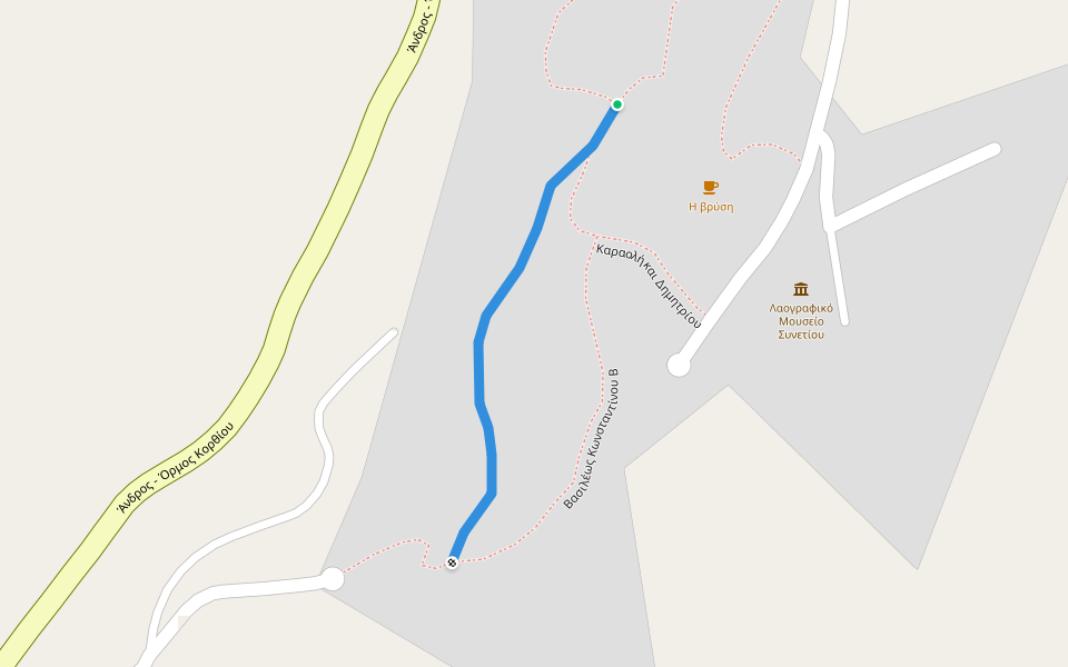 Andros Routes 3a walking route map in Syneti