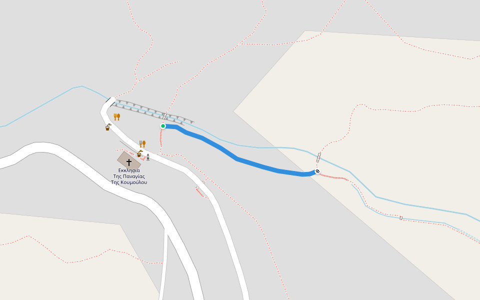 Andros Routes 1b walking route map in Menites