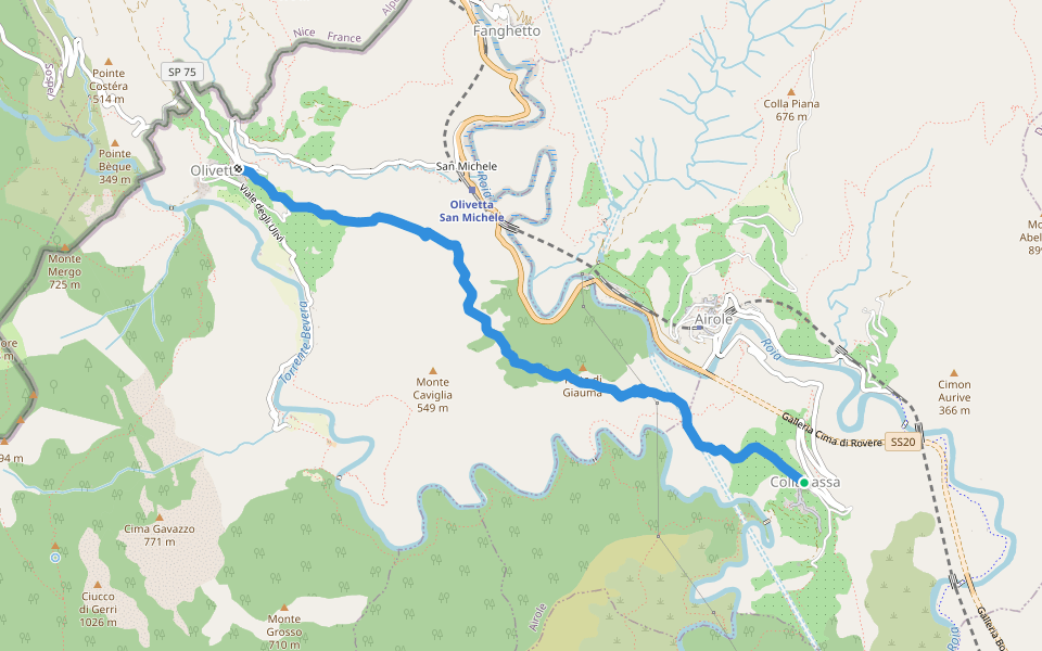 Anello del Gramondo walking route map in Collabassa