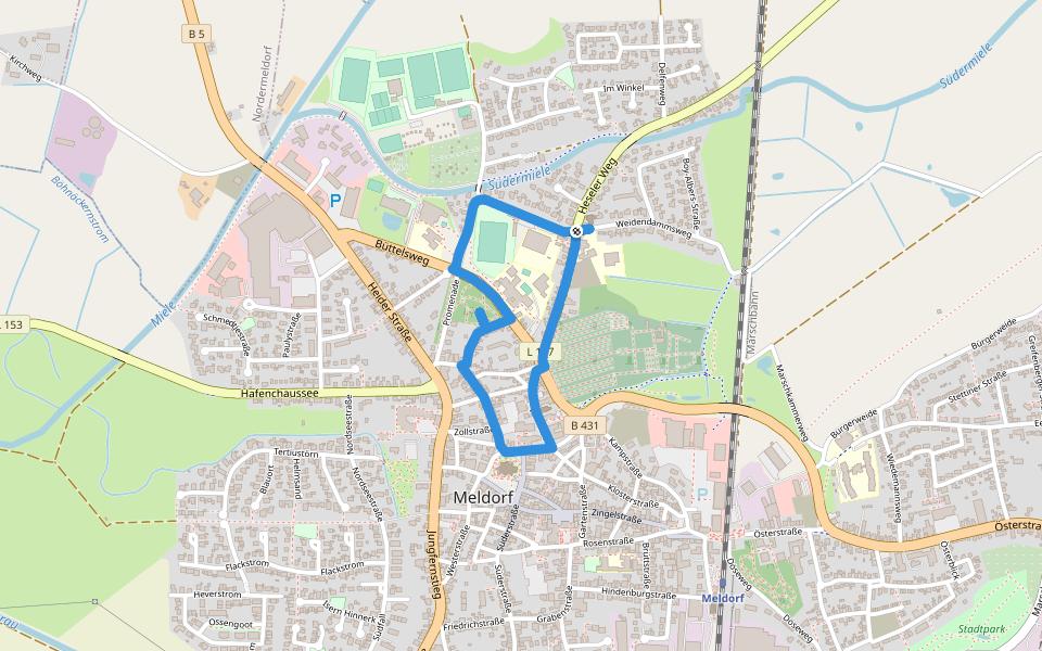 Wanderwege in und um Meldorf Tour 8 walking route map in Meldorf