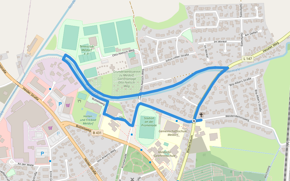 Wanderwege in und um Meldorf Tour 7 walking route map in Meldorf