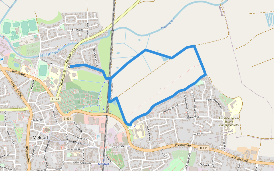 Wanderwege in und um Meldorf Tour 3 walking route map in Meldorf