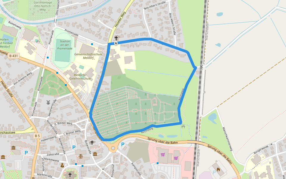 Wanderwege in und um Meldorf Tour 1 walking route map in Meldorf