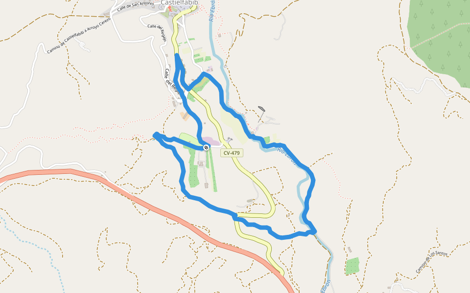 Sendero de la Biodiversidad walking route map in Castielfabib
