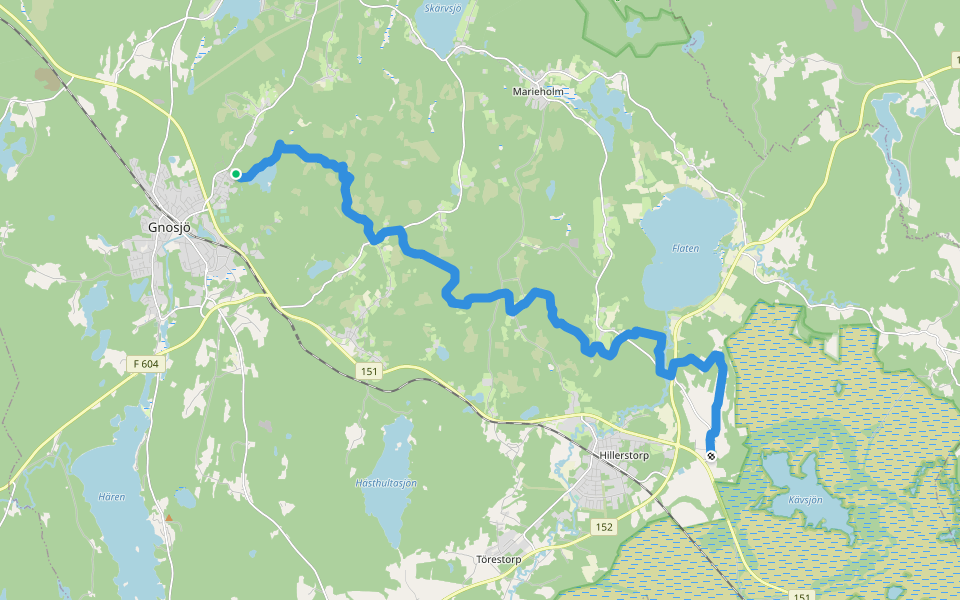 Kävsjölänken walking route map in Gnosjö