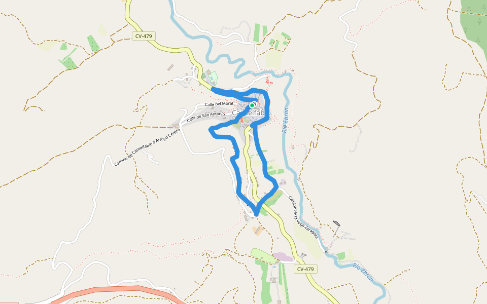 Ruta Regajo walking route map in Castielfabib