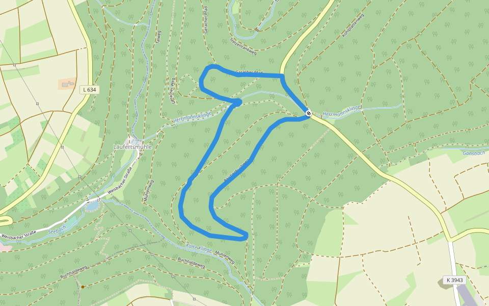 Rundwanderweg Kohlplatte 2: Herrmannsklinge-Weg walking route map in Mosbach