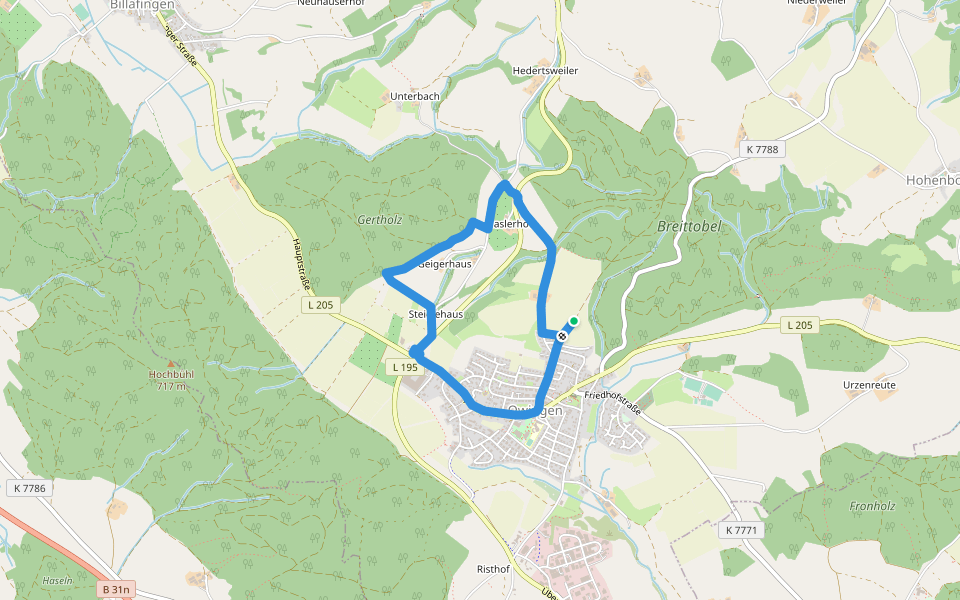 Owinger Lyrikweg walking route map in Owingen