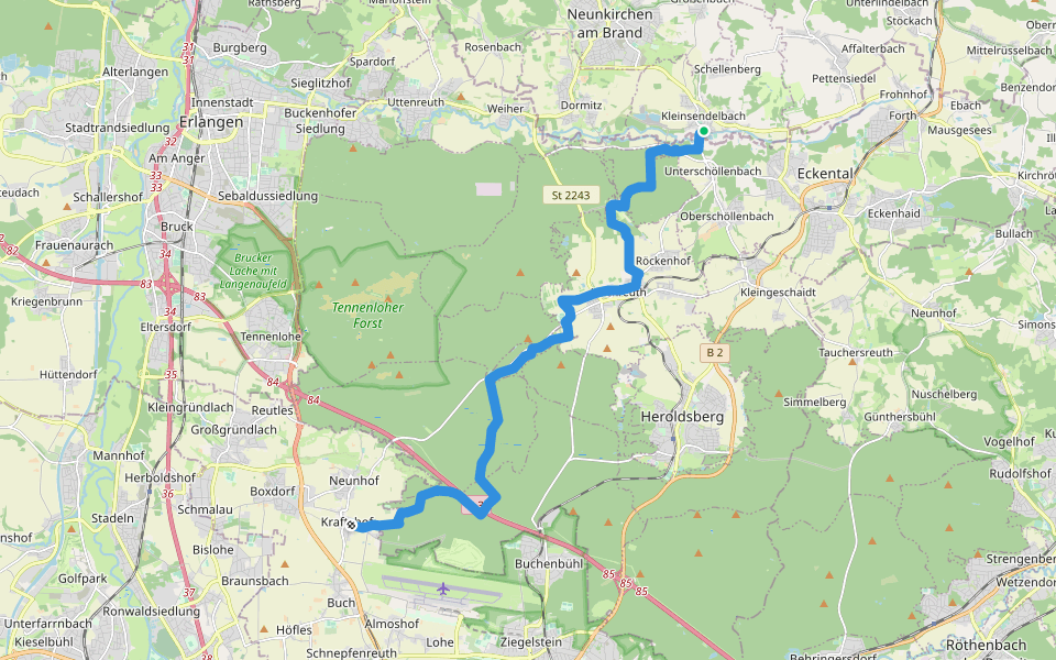 Blaustrich walking route map in Kleinsendelbach