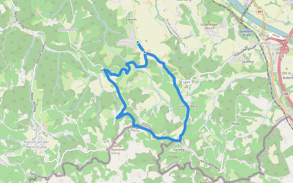 Berghausen 1 walking route map in Ewitsch