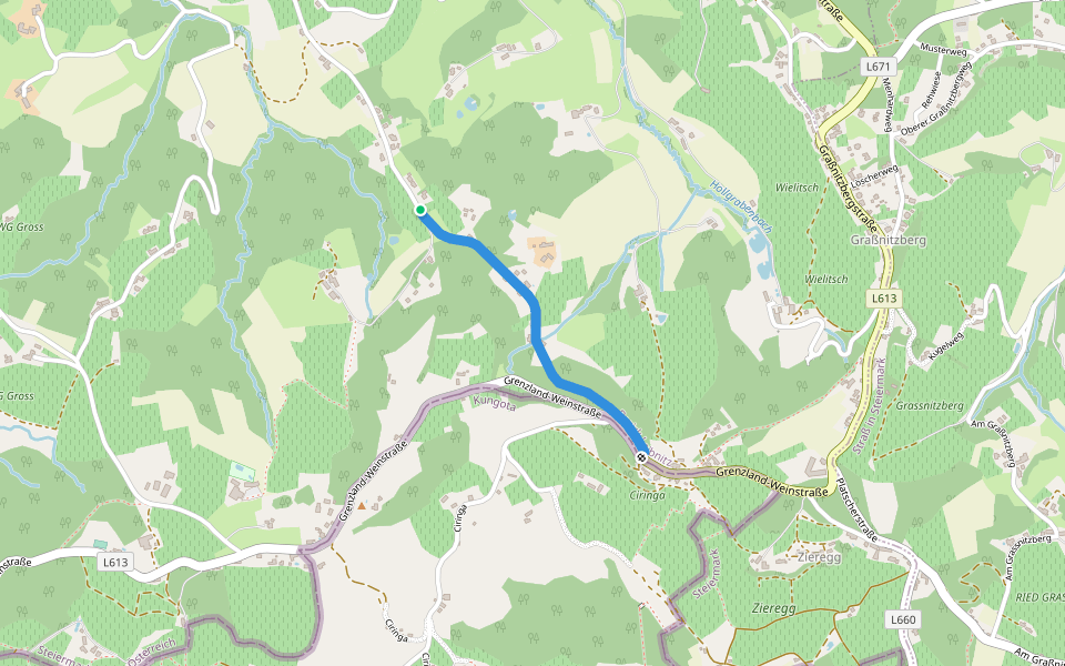 Berghausen 1a walking route map in Wielitsch