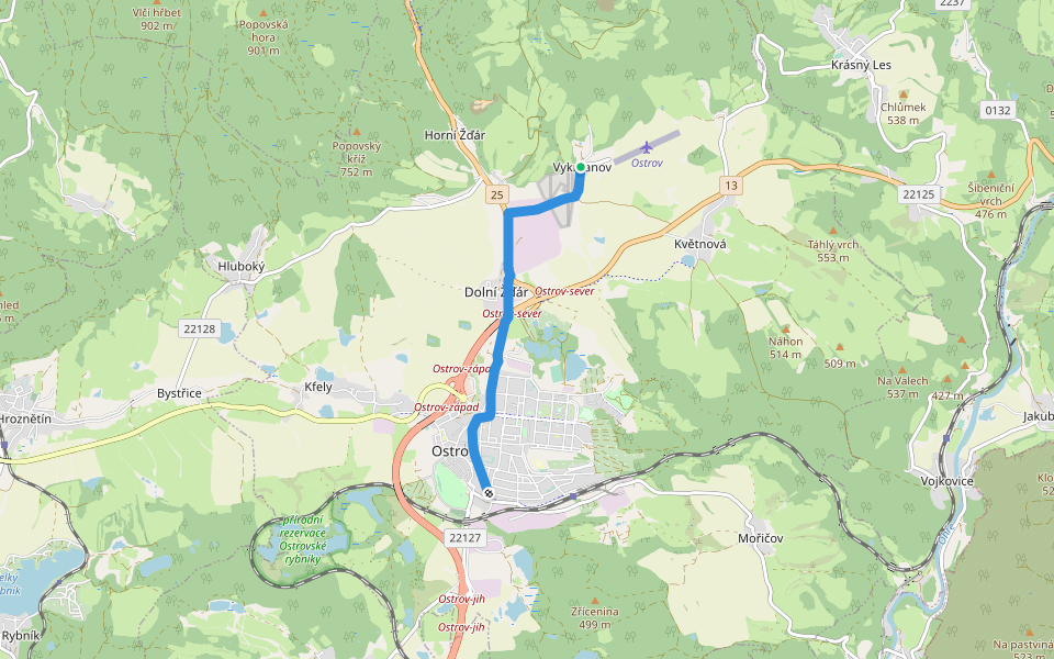 NS Ostrovsko a hornictví walking route map in Ostrov