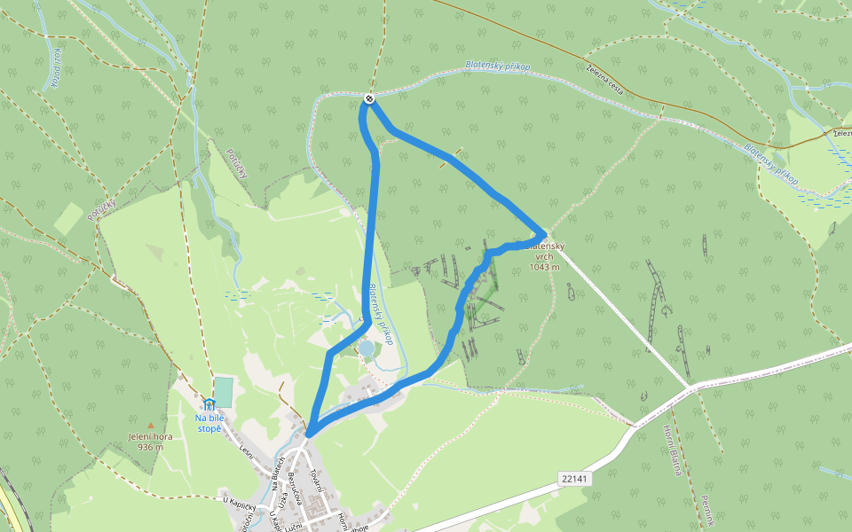 NS Blatná - Vlčí jámy walking route map in Potůčky