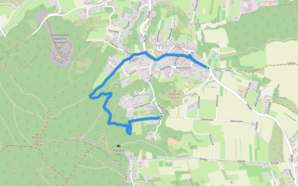 Doły - Nielepice walking route map in Nielepice