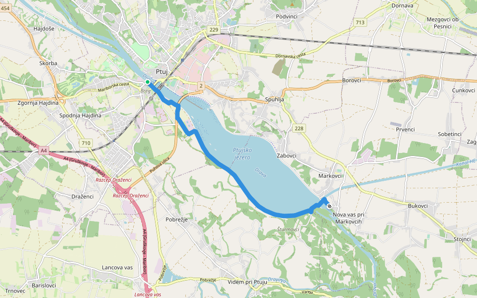 Nova vas pri Markovcih - Ptuj walking route map in Zgornji Velovlek