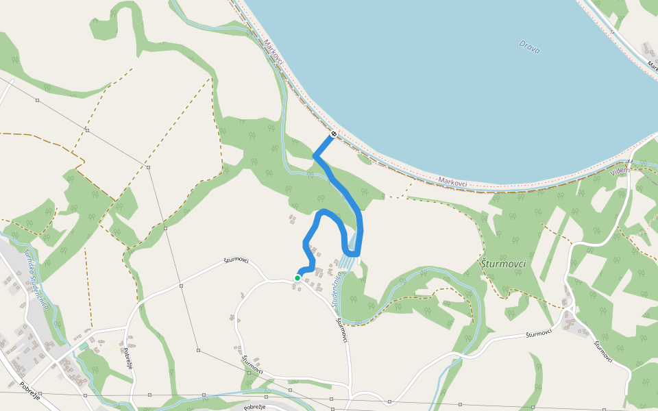 Šturmovci - Ptujsko jezero walking route map in Šturmovci