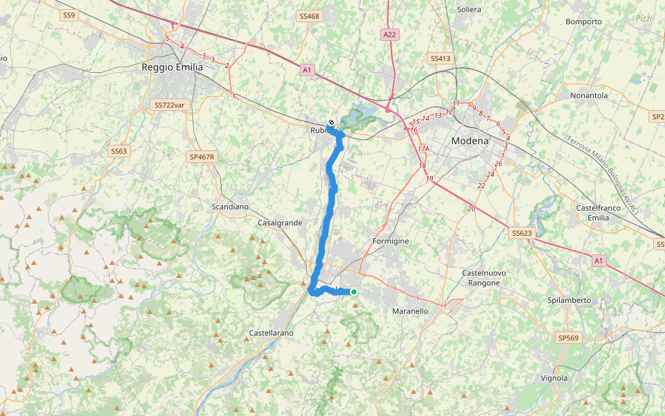 Il Cammino di santa Giulia - T016V Fiorano Modenese-Rubiera walking route map in Fiorano Modenese