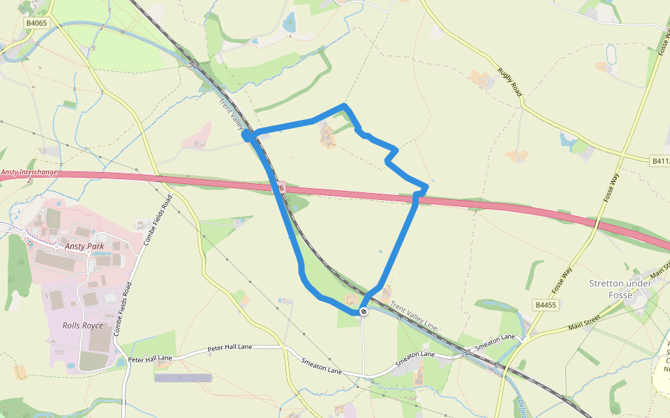 ACW Circular Walk 12U walking route map in Stretton under Fosse