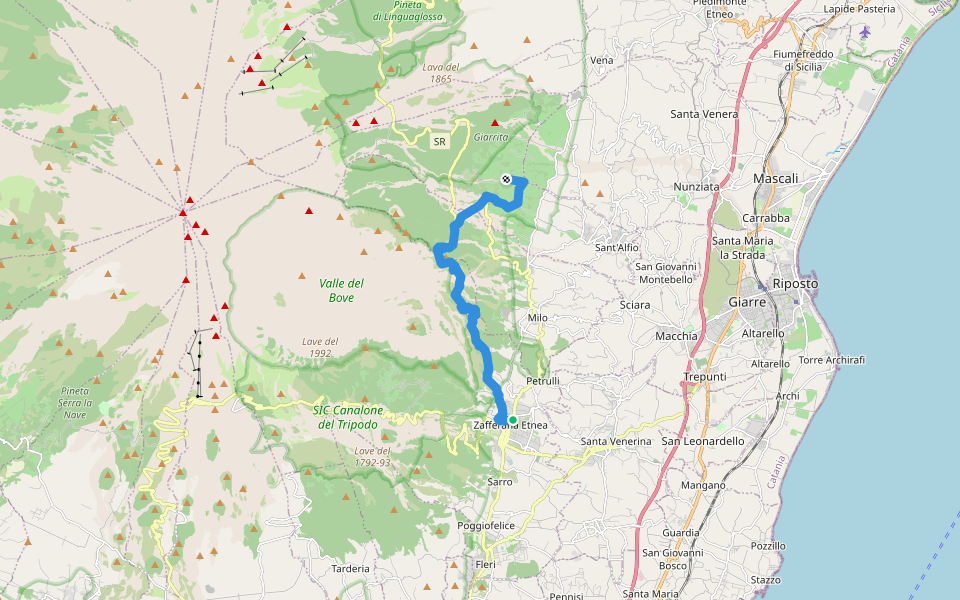 Sentiero delle Ginestre tappa 2 walking route map in Zafferana Etnea