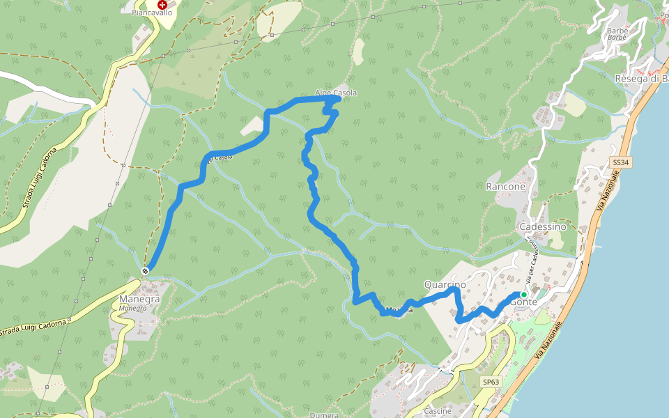 R24 Gonte - Casola - Manegra walking route map in Gonte