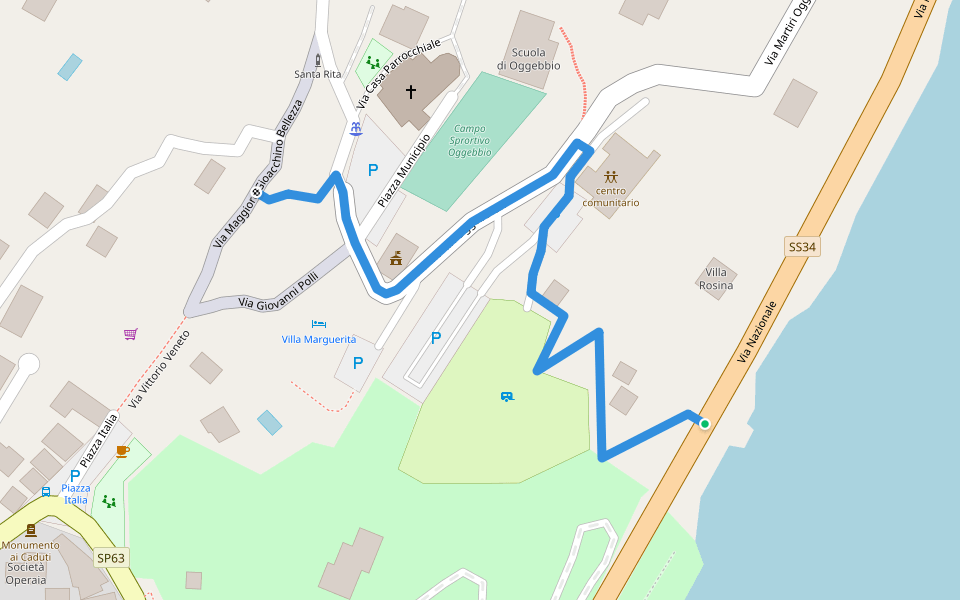 R30b Gonte SS34 - Gonte diramazione R30 walking route map in Oggebbio