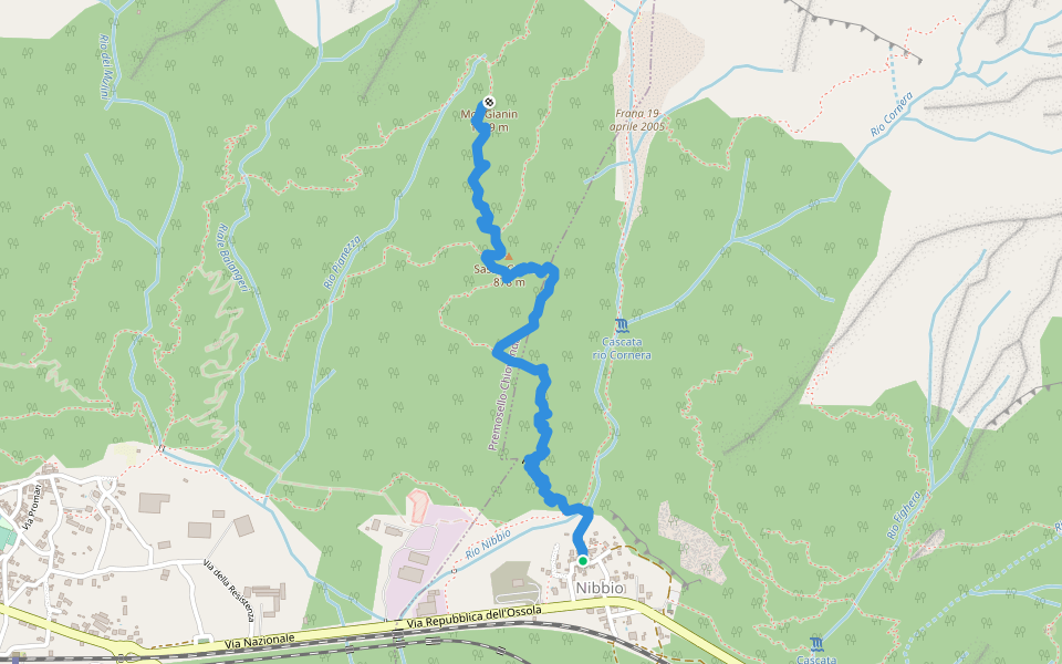 A46 - Nibbio - Mot Gianin walking route map in Nibbio