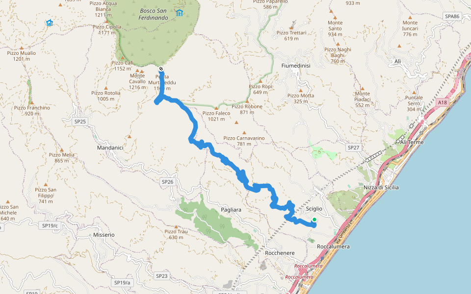 Sciglio Puntale Murtareddu (SI) walking route map in Sciglio