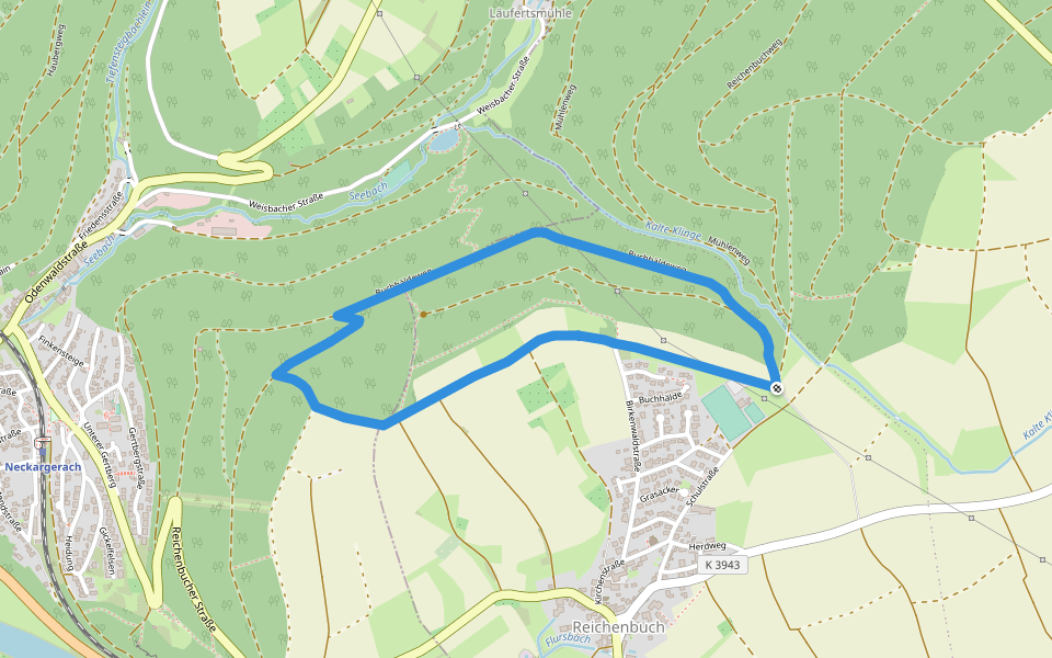 Rundwanderweg Entensee 1: Buchhälde-Weg walking route map in Mosbach