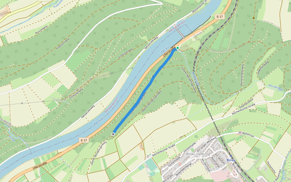 Verbindungsweg B1 - NG5 walking route map in Binau