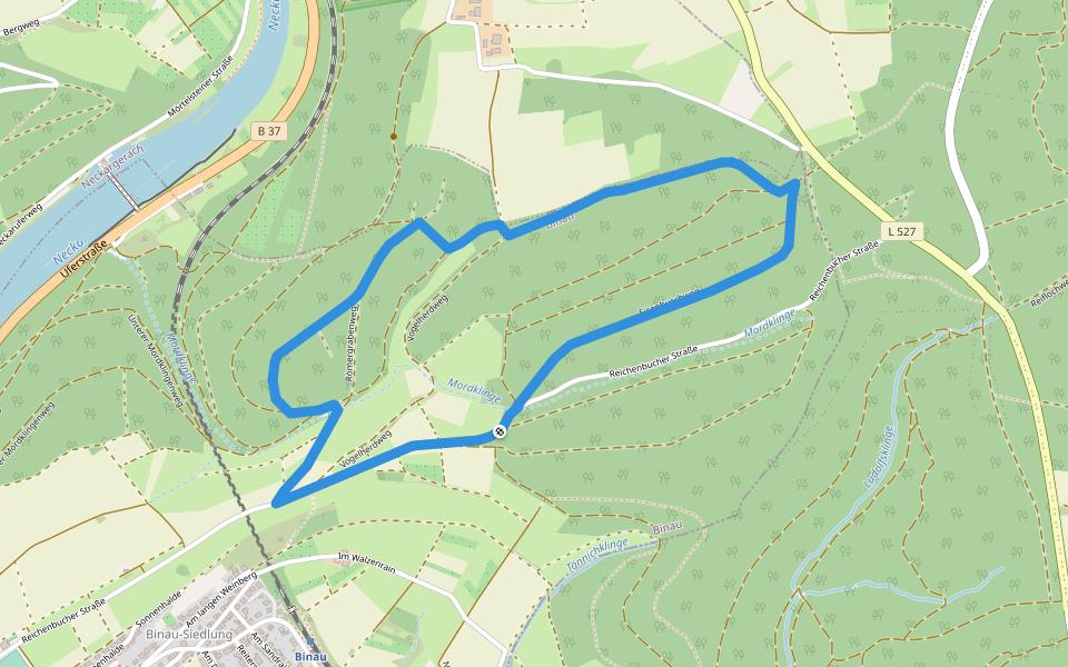 Rundwanderweg Binauer Forst 3: Rotenberg-Weg walking route map in Binau