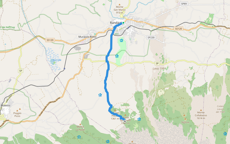 716 Randazzo-Pista Altomontana walking route map in Randazzo