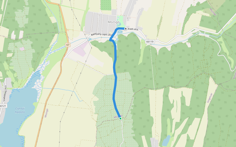 S+ (Zsibóti szőlőhegy – Mozsgó, aut. m.) walking route map in Szigetvár