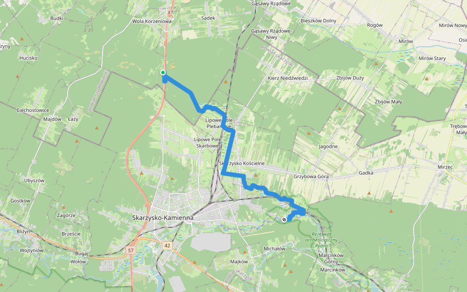 Szlak zielony Barak - Nowy Młyn walking route map in Barak