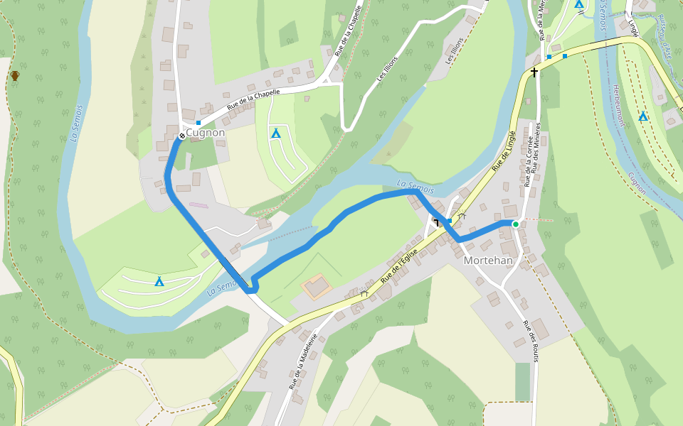 GR 16 - Variante de Mortehan walking route map in Bertrix