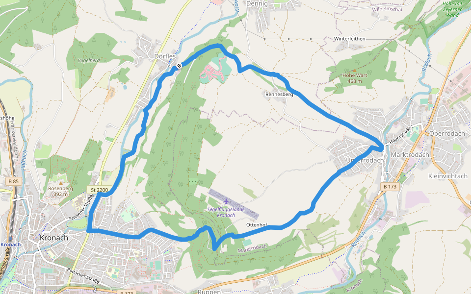 Kreuzberg-Weg KC 13 walking route map in Kronach