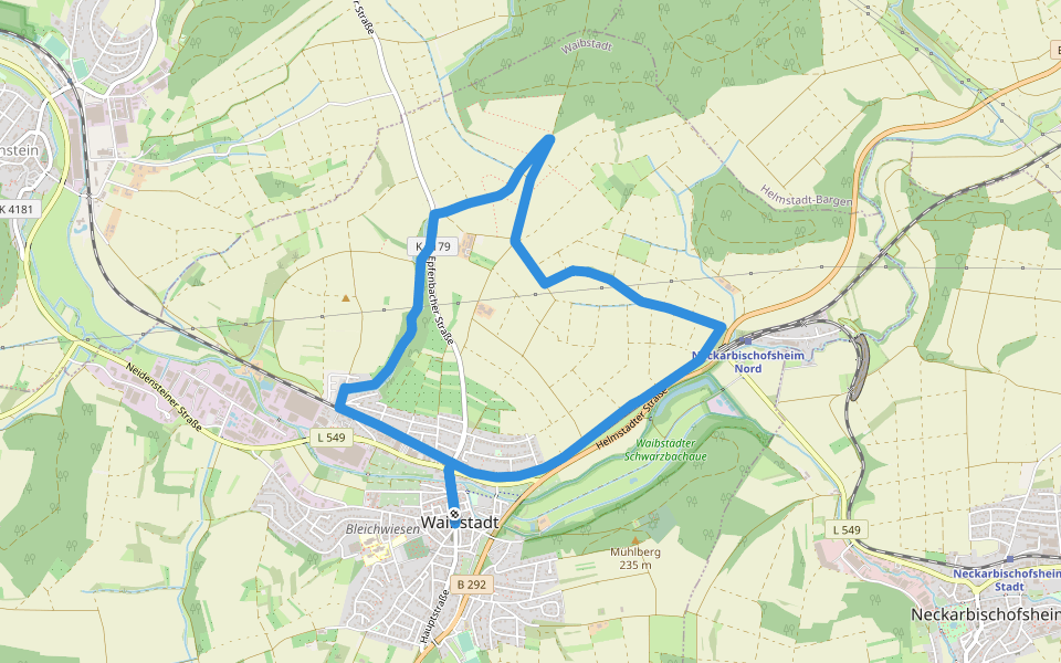 Rundwanderweg Waibstadt 6: Geren-Weg walking route map in Waibstadt