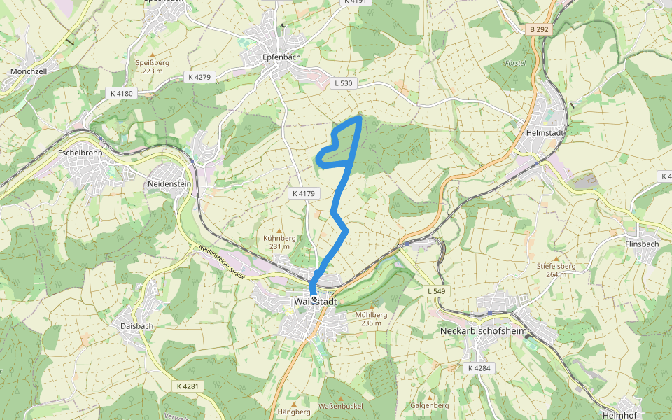 Rundwanderweg Waibstadt 5: Forlen-Weg walking route map in Waibstadt