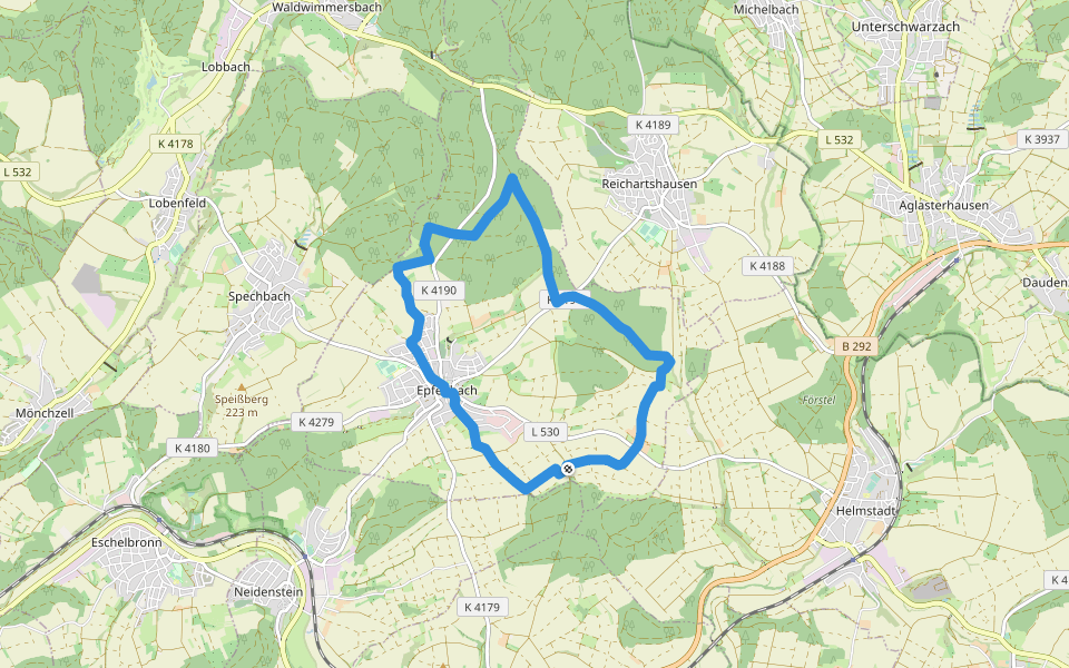 Rundwanderweg Epfenbach 2: Waschauf-Weg walking route map in Epfenbach