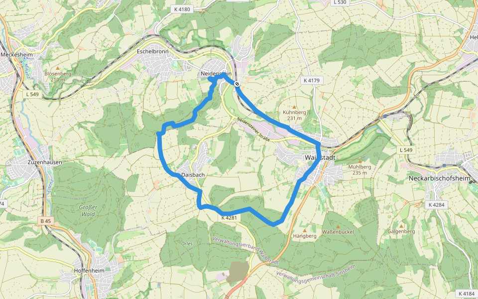Rundwanderweg Waibstadt 3: Neidenstein-Weg walking route map in Neidenstein