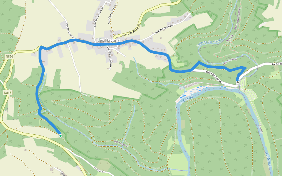 GR 16 - Variante de Les Hayons walking route map in Bouillon