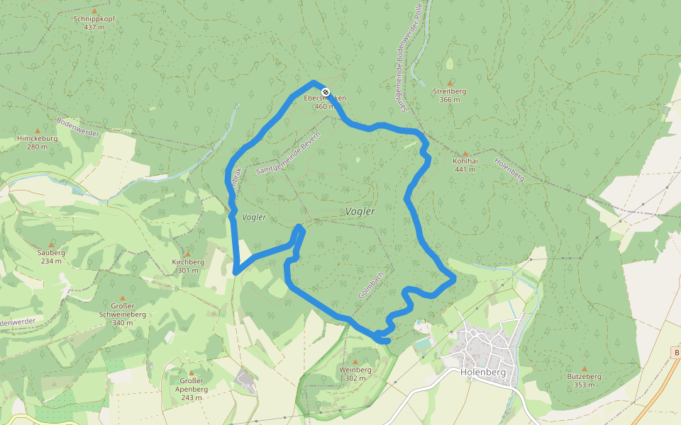 GO1 Wilder Vogler walking route map in Kirchbrak