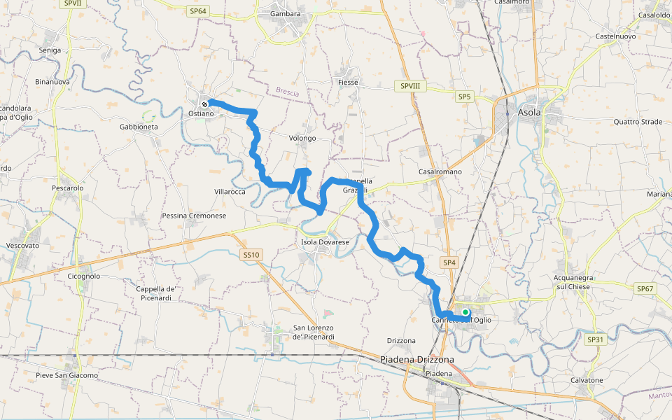 Il Cammino di santa Giulia - T022V Canneto sull'Oglio-Fontanella_Grazioli-Ostiano walking route map in Canneto sull'Oglio