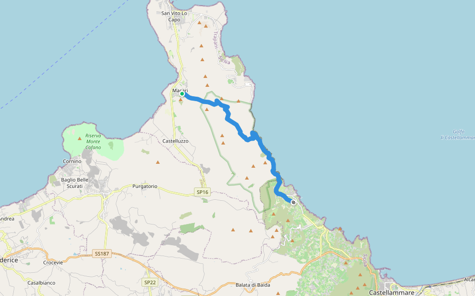 Sentiero Italia - Tappa V04 walking route map in Macari