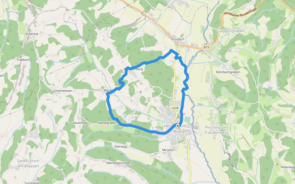 Heiligenkreuzer Rundwanderweg walking route map in Heiligenkreuz am Waasen