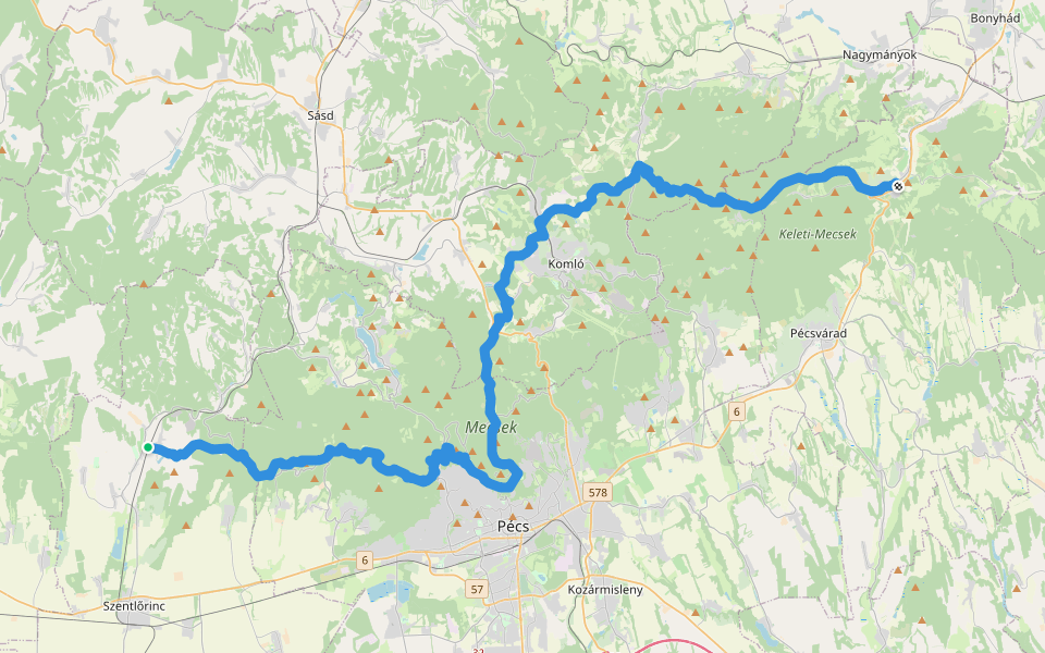 P, DDP (mecseki szakasz) walking route map in Bükkösd