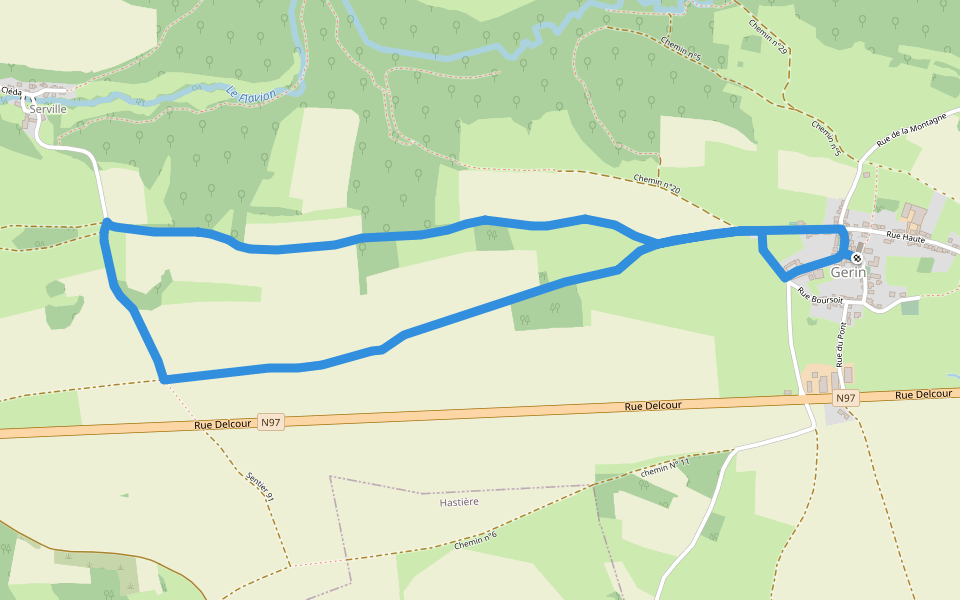 Clinchamps walking route map in Onhaye