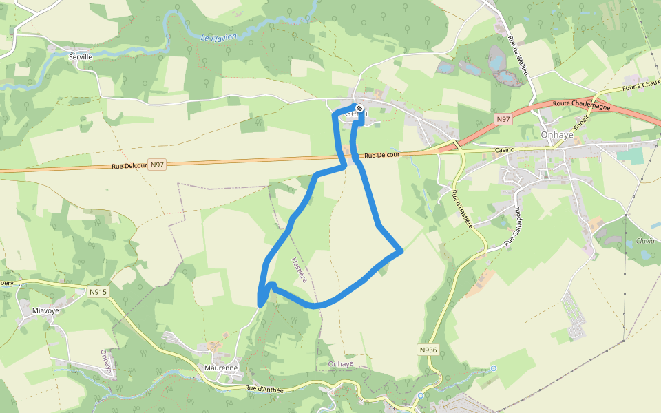 Grande Campagne walking route map in Onhaye